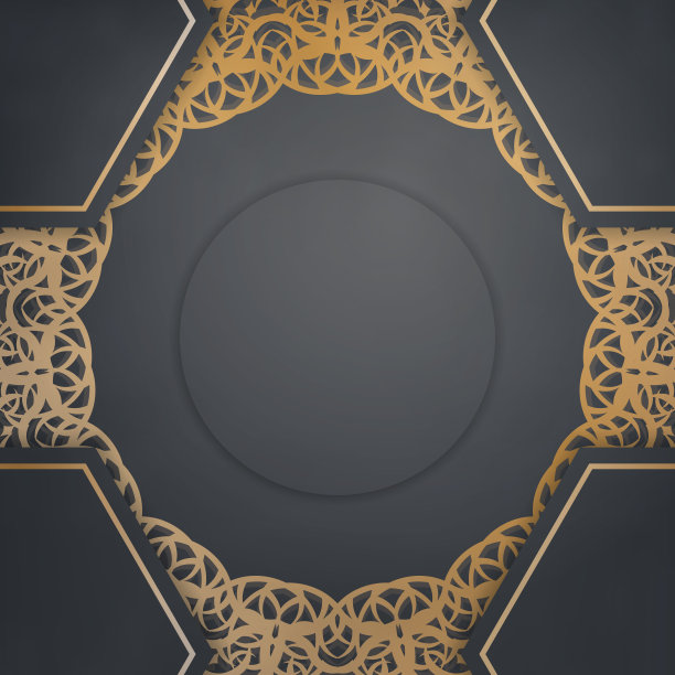 黑色小册子模板与抽象的黄金图案为您的设计。图片下载