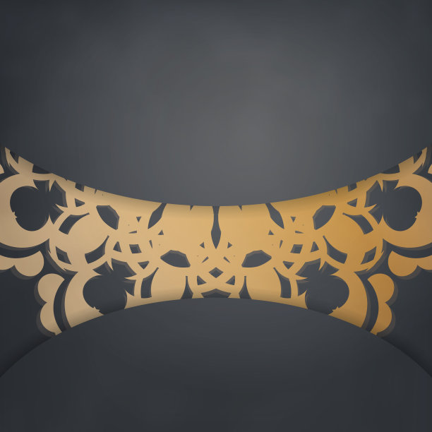 黑色手册模板与金色曼荼罗图案为您的品牌。图片下载