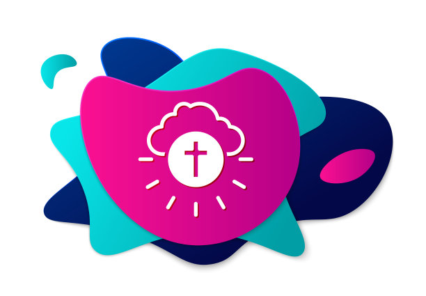 彩色宗教十字架在圆形图标孤立图片下载