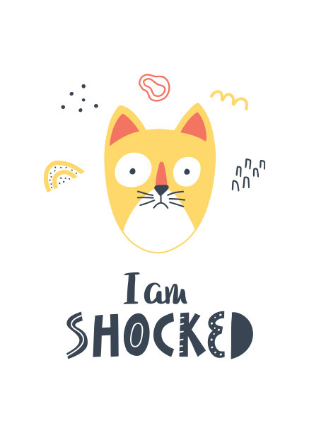 有趣的猫脸海报与可爱的字母手绘风格。完美的t恤，服装，卡片，海报，托儿所装饰。孤立在白色背景矢量插图图片下载