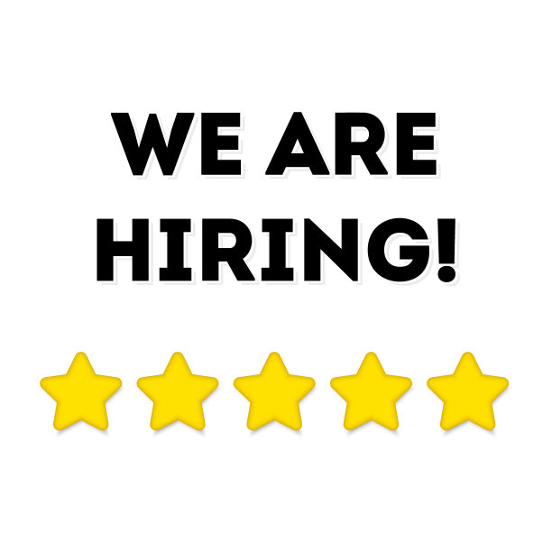 商业概念五星与文字我们正在招聘和长影子。矢量插图。图片下载