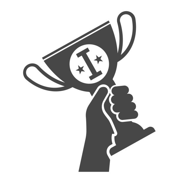 手举金奖奖杯剪影图标矢量插图图片下载