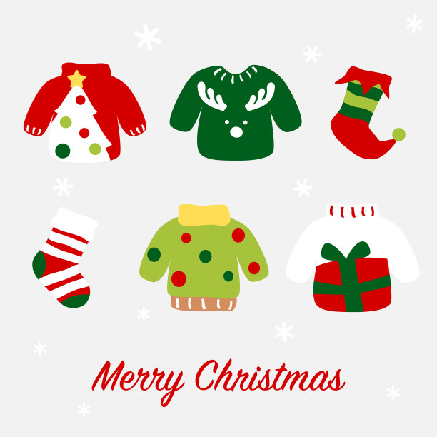 圣诞毛衣和袜子卡片图片下载