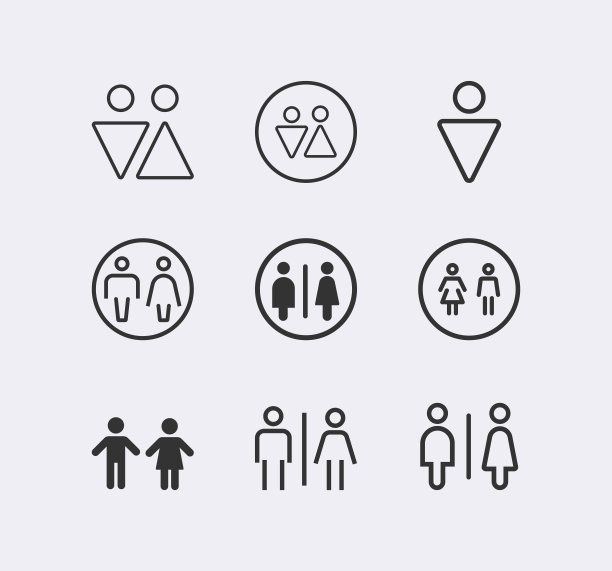 厕所标志矢量图标。男人和女人，男性和女性性别标志，公共导航图片下载