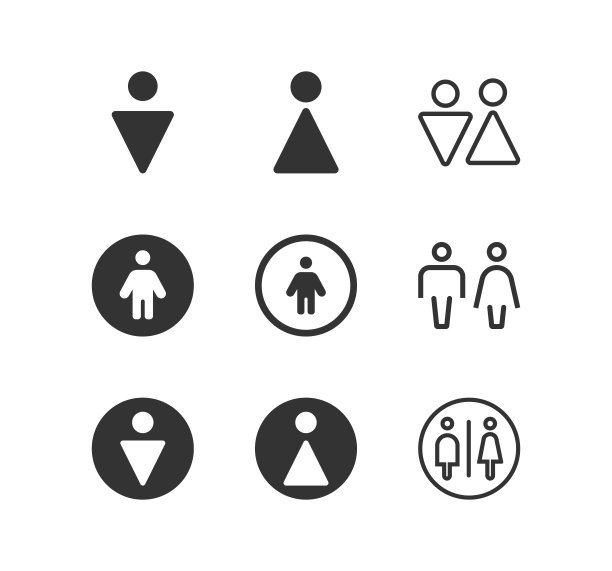 厕所标志矢量图标。男人和女人，男性和女性性别标志，公共导航图片下载