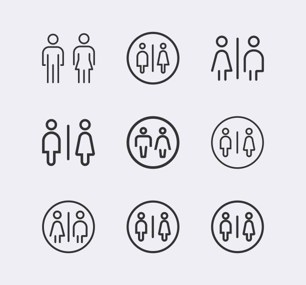 厕所标志矢量图标。男人和女人，男性和女性性别标志，公共导航图片下载