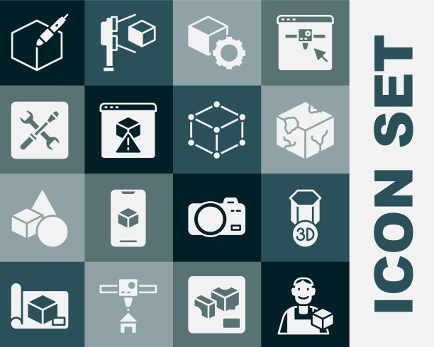 设置图形设计师3d打印机等距立方体图片下载