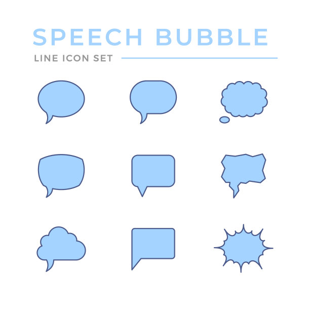 设置语音气泡的彩色线图标图片下载