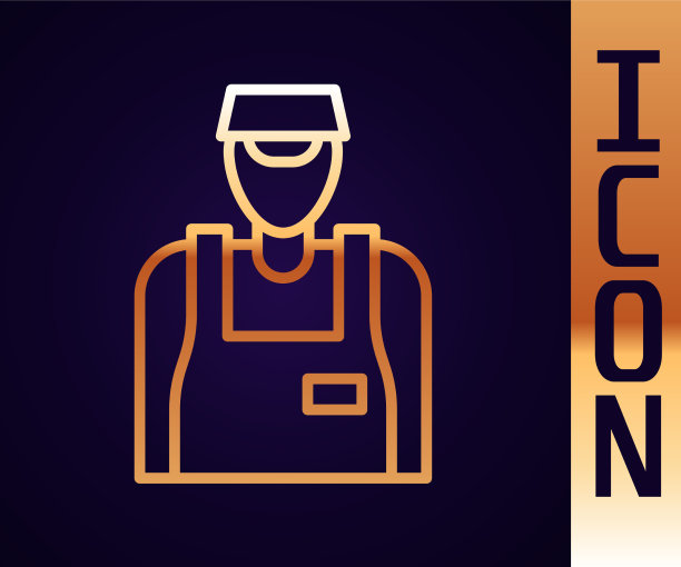 黄金线卖家图标孤立在黑色背景图片下载