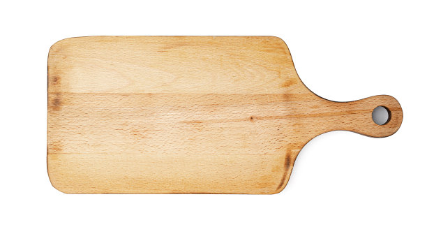 白色背景上的木质砧板图片下载