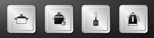 备有锅、烧烤铲、电炉图片下载