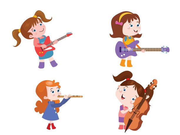 一群孩子在演奏各种乐器图片下载