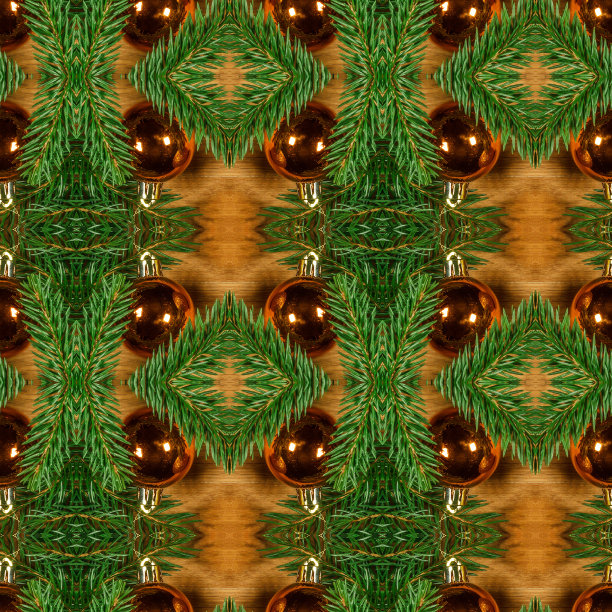 圣诞节的背景。新年无缝图案的冷杉树枝和装饰品。贺卡。新年快乐。圣诞节包装纸设计。无缝的节日装饰品图片下载