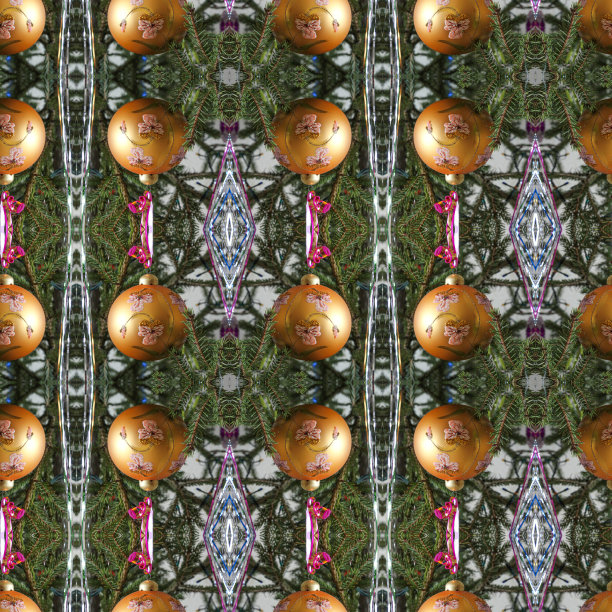 圣诞节的背景。新年无缝图案的冷杉树枝和装饰品。贺卡。新年快乐。圣诞节包装纸设计。无缝的节日装饰品图片下载