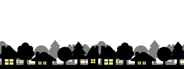 城镇景观的剪影图片下载