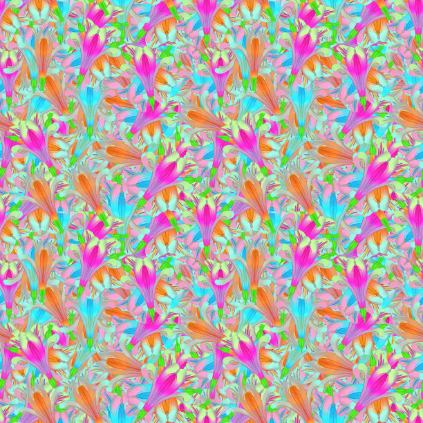 Alstroemeria。插图，花的纹理。连续复制的无缝模式。花卉背景，照片拼贴为纺织，棉花织物。墙纸，封面，打印图片下载