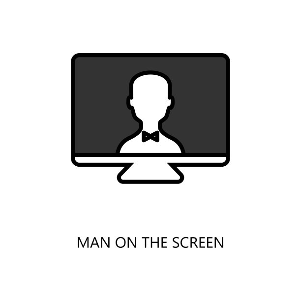 时髦的平面矢量人在屏幕上的图标在白色的背景图片下载