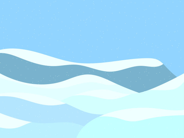 冬季的雪山景观。山景以扁平化风格为主，冬季天气寒冷。雪山的景色。设计印刷品、海报、促销品。矢量图图片下载