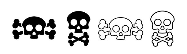 骷髅头交叉骨头图标。向量说明有生命危险的标志。图片下载