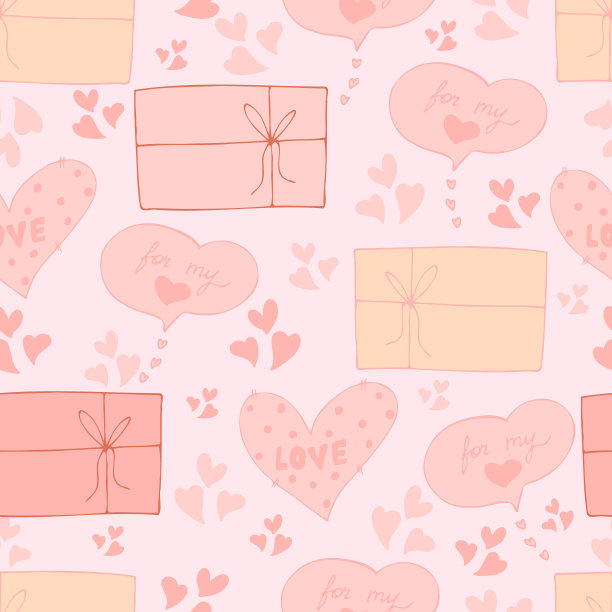 矢量无缝图案的心和礼物祝贺爱情宣言在情人节2月14日。背景邀请，墙纸，包装纸和剪贴簿图片下载
