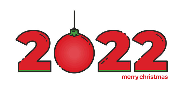 带有圣诞球的2022新年标志素材图片