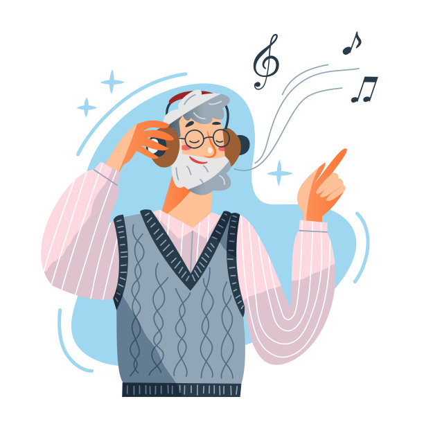 老男人戴着耳机听音乐，老男人留着胡子戴着眼镜图片下载