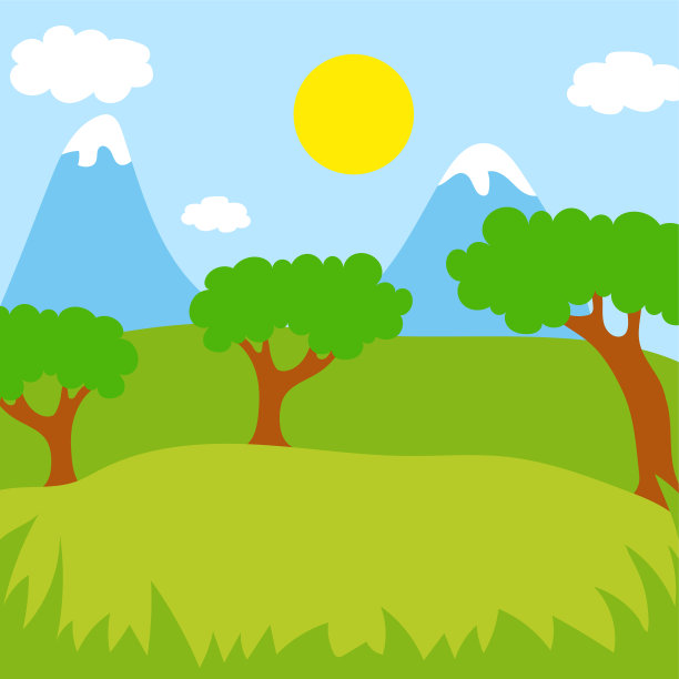 美丽的风景。为您的设计彩色背景。用于壁纸，封面，明信片，横幅。矢量插图。图片下载