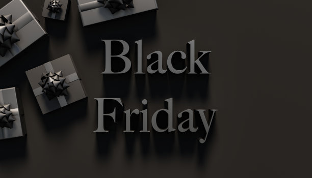 黑色星期五的黑色横幅广告活动。黑色星期五和黑色礼品盒。图片下载
