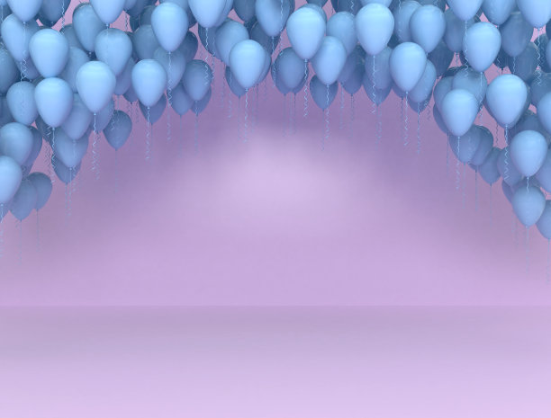 蓝色气球漂浮在柔和的背景上图片下载