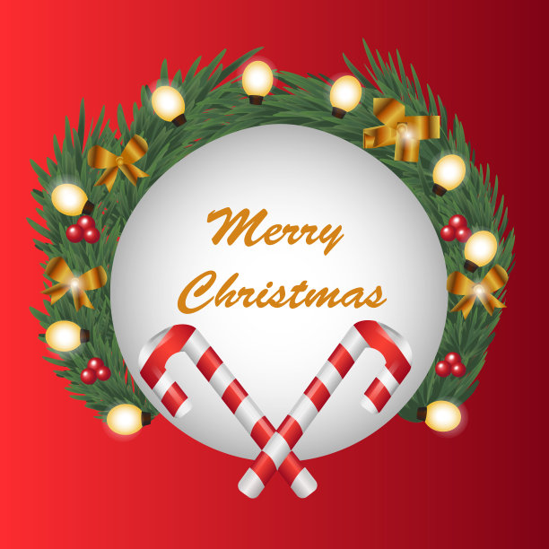 圣诞快乐，恭贺新禧。时髦的节日贺卡与字母，圣诞树和松树，花环图片下载