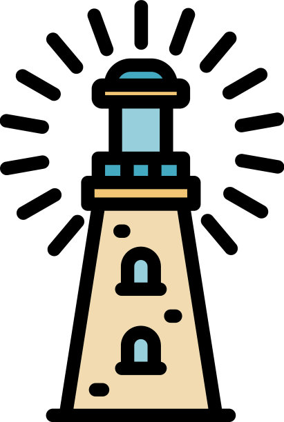 灯塔图标颜色轮廓图片下载