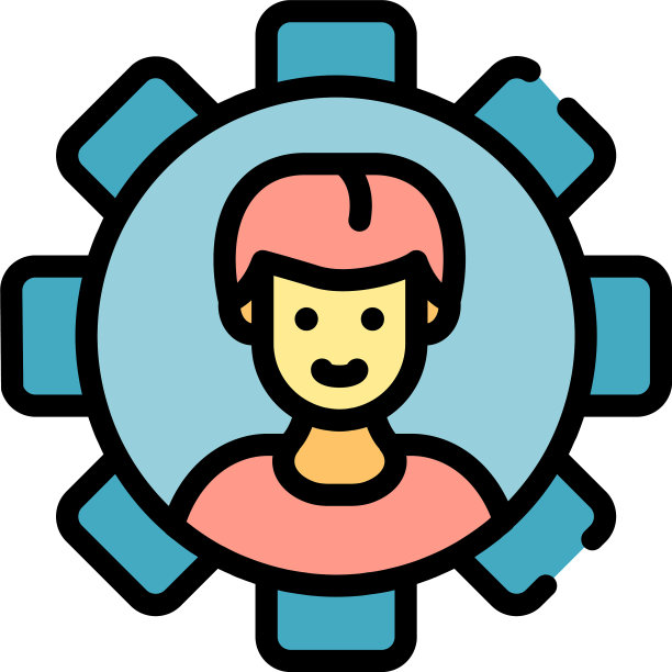 人在齿轮图标颜色轮廓图片下载