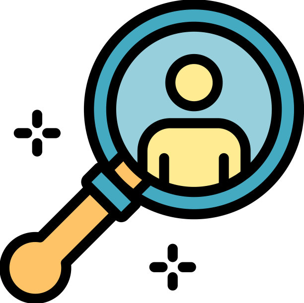 人在放大镜图标彩色轮廓图片下载