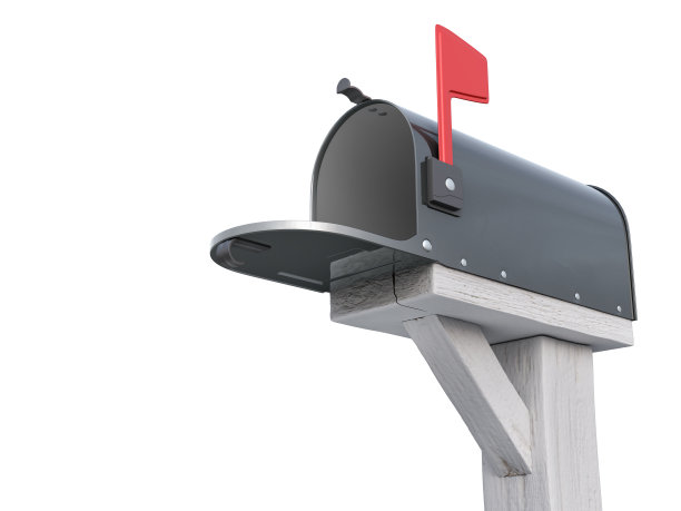 白色背景上的邮箱。三维演示图片下载