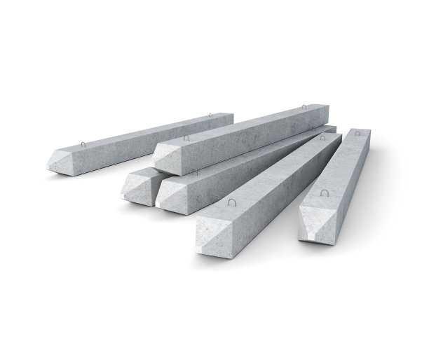 混凝土制品制作:将混凝土桩堆叠在一起，3d演示图片下载