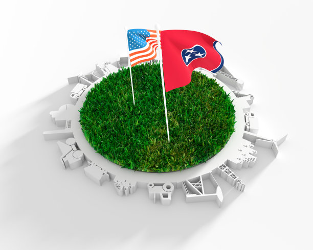 圆形与工业相关的轮廓和三维绿草。美国国旗和田纳西州图片下载