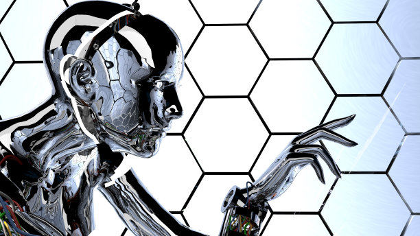 金属半机械人女孩和界面图片下载