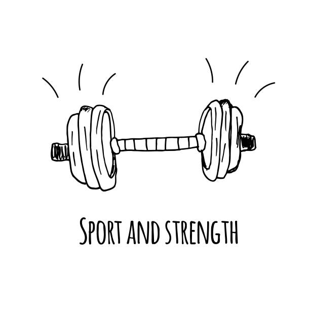 矢量手画杠铃孤立和文本运动图片下载