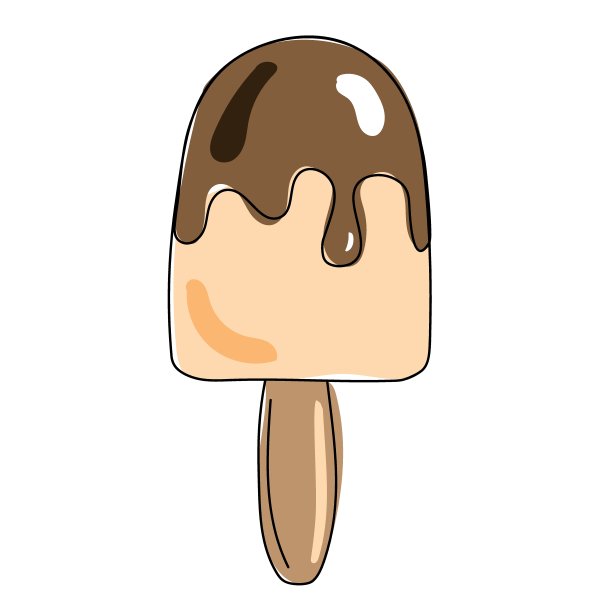 在棒子上涂上巧克力的冰淇淋。矢量图图片下载