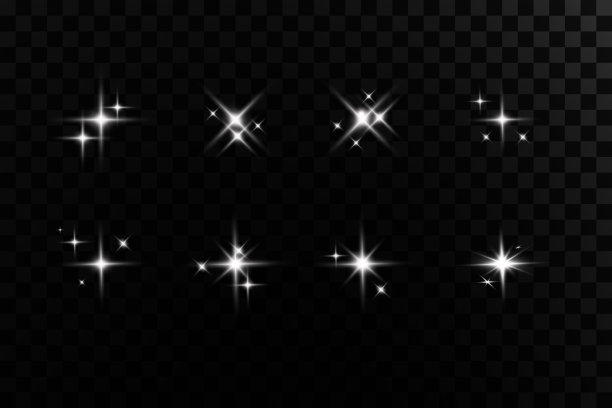 光的效果。明亮的恒星。光在透明的背景上爆炸。明亮的太阳。图片下载