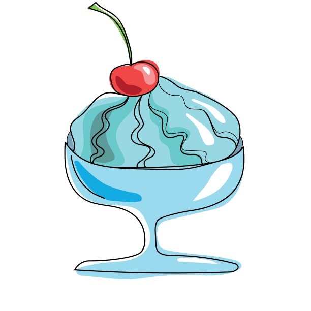 玻璃碗里的樱桃冰淇淋。矢量图图片下载