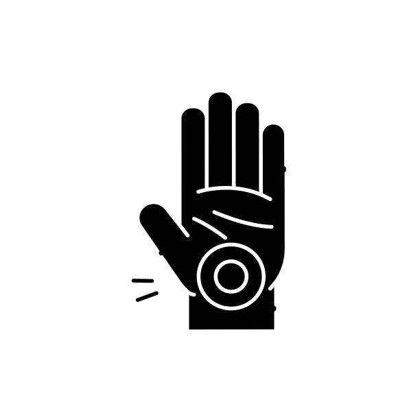 腕管综合征CTS彩色线图标。Computer-induced医疗问题。象形图网页，移动应用程序，促销。图片下载