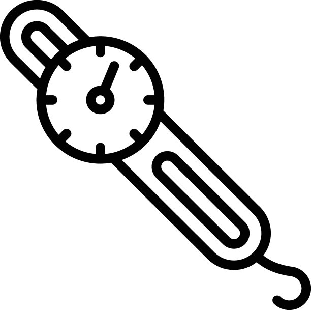 弹簧秤概念，钩为基础的平衡矢量线图标设计，重量测量装置符号，质量天平符号，传统秤的股票插图图片下载