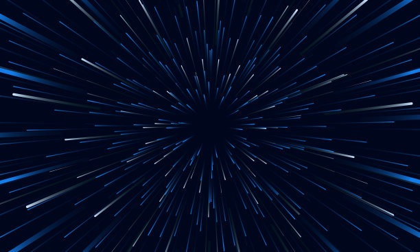 蓝色和白色的速度光抽象的背景穿越时间和空间。图片下载