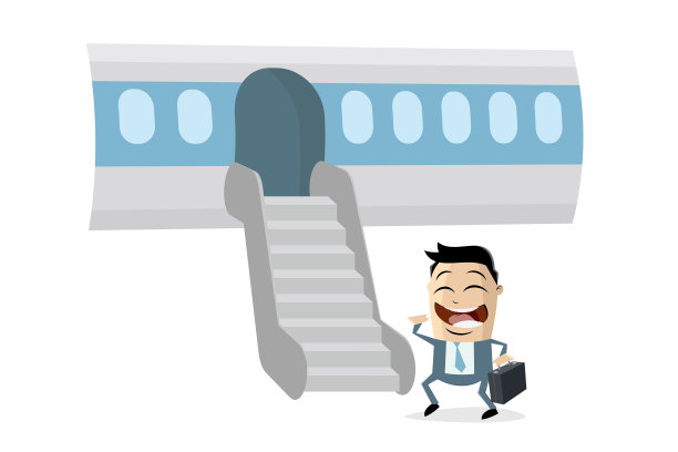 商人登机的卡通插图图片下载