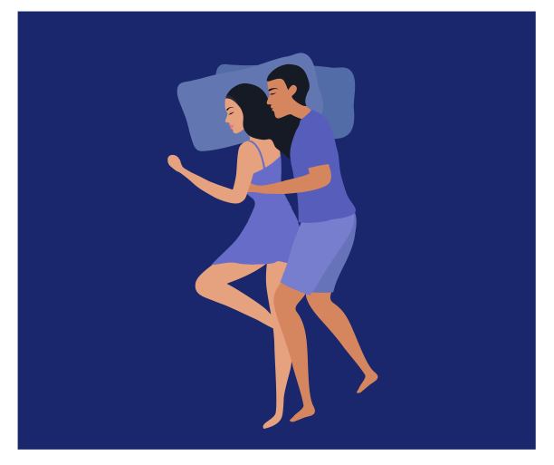 浪漫的情侣在床上快乐地睡觉向量插图。爱情和幸福的关系概念图片下载