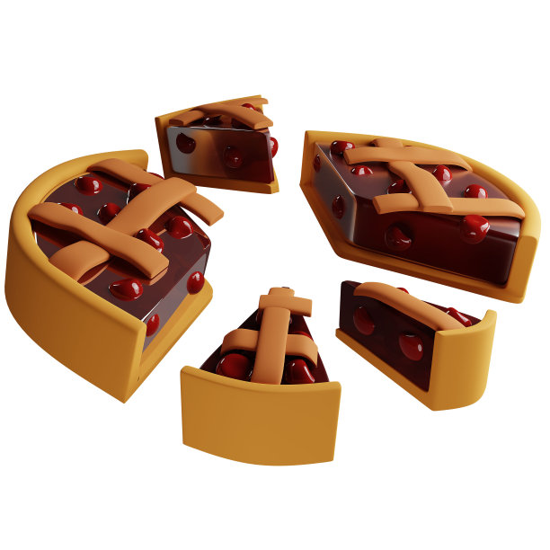 3d樱桃派分成不同的股份，分红派息的概念图片下载