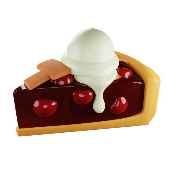 3D樱桃派配一勺香草冰淇淋图片下载