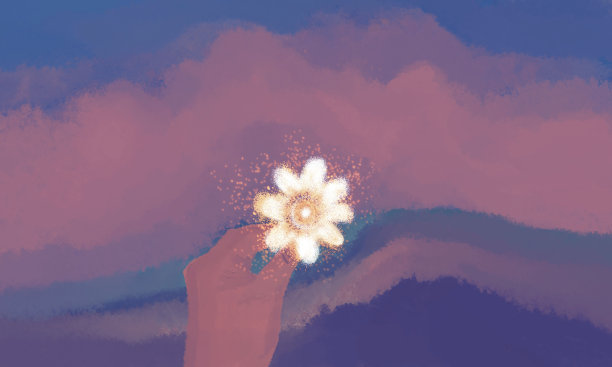 白色花朵上的手抽象的自然背景图片下载