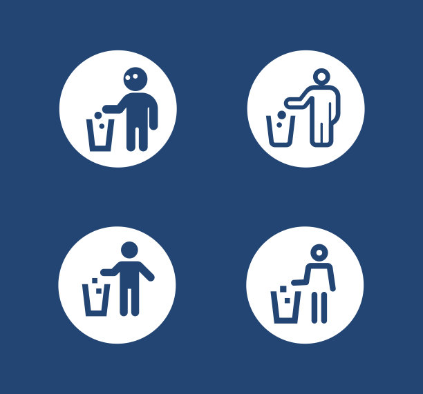 人们丢弃垃圾线图标设计矢量。垃圾桶标志符号图片下载